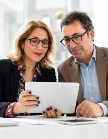 Andrea Marcianò e Monia Catania durante una consulenza con tablet